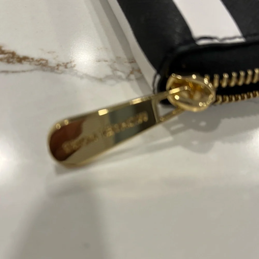 Michael Kors Black and White Striped Clutch Wallet (NEW)